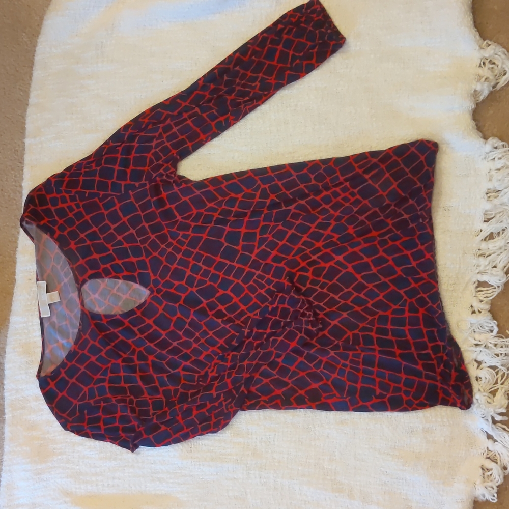 Michael Kors Red/Navy Animal Print Blouse